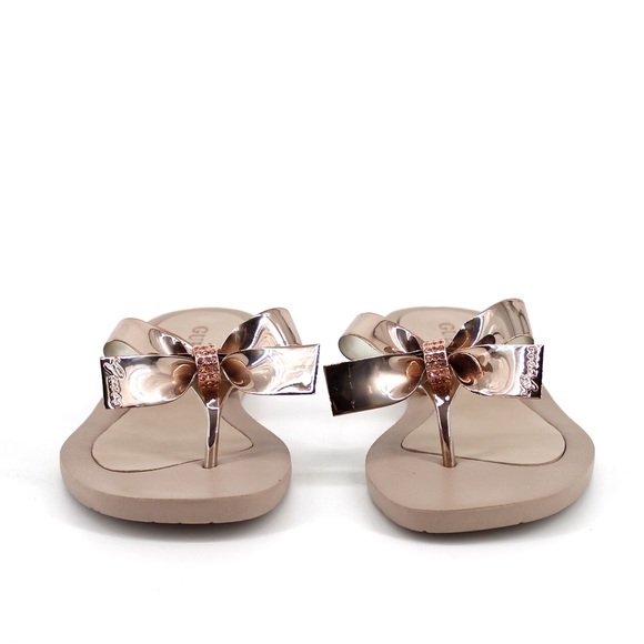guess tutu bow flip flops rose gold